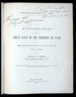 Report of Explorations Across the Great Basin of the Territory of Utah for a Direct Wagon-Route from Camp Floyd to Genoa, in Carson Valley, in 1859