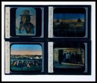 Four hand-colored glass lantern slides of Sitting Bull