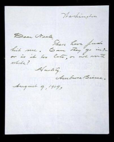 Autograph Letter signed by Bierce