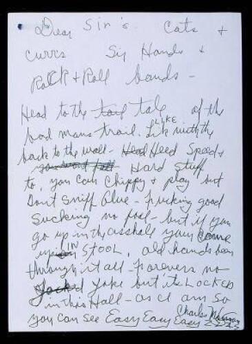 Autograph Letter Signed "Charles Manson."