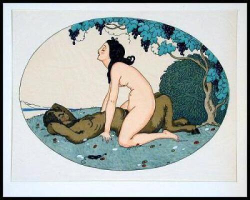 Portfolio of 11 hand-stencilled pochoir illustrations of erotic nature