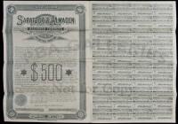 Gold Bond for $500 from the Saratoga & Almaden Railroad Co., with redemption coupons intact