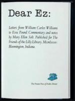 Dear Ez: Letters from William Carlos Williams to Ezra Pound