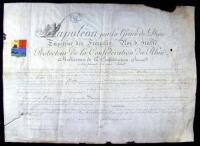 Ornate Partly-printed Document Signed “Napole.” As Emperor of France and King of Italy.