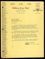 Typed Letter Signed to Ole Olsen