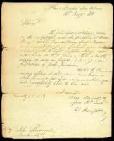 Autograph Letter signed by W. Hampton to John Browman