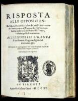 Risposta alle Opposizioni del S. Lodovico delle Colombe, e del S. Vincenzio de Grazia, Contro al Trattato del Sig. Galileo Galilei, delle cose che stanno s&ugrave; l'Acqua, &ograve; che in quella si muouono. All'illvstriss. Sig. Enea Piccolomini Aragona, Signore de Sti