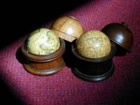 Two miniature globes: Terrestrial and Celestial.