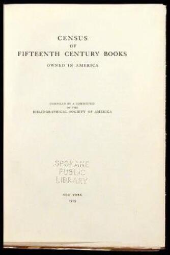 Census of Fifteenth Century Books Owned in America