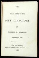 The San Francisco City Directory...September 1, 1850