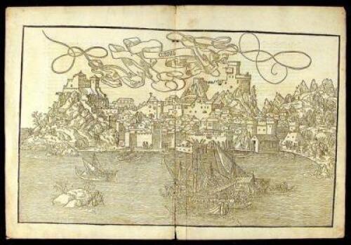 Five double-page plates from Peregrinationes in Terram Sanctam