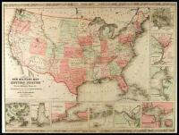 Johnson's New Military Map of the United States Showing the Forts, Military Posts & all the Military Divisions with Enlarged Plans of Southern Harbors. From Authentic Details Obtained at the War Department