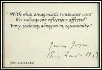 Signed Calligraphic Statement from Ulysses by Joyce - Framed