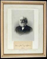 Autograph signature of Longfellow, framed with engraving