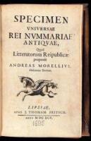 Specimen Universae Rei Nummariae Antiquae, Quod Litteratorum Reipublicae proponit Andreas Morellius, Helvetio Bernas