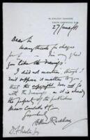 Autographed Letter, signed by Rackham, indicating a receipt of payment for a drawing