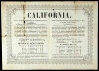 Broadside notice to passengers travelling through Mexico to California