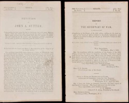 Three U.S. government documents relating to John Charles Fremont or John A. Sutter