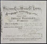 Tuolumne Gold Mining Co. Limited Stock Certificate