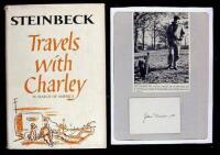 Card signed by Steinbeck, with book Travels with Charley