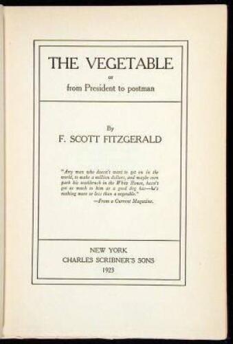 The Vegetable; or, from President to Postman