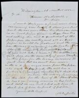 Autograph Letter Signed - 1852 "Too Many Freed Negroes" in North Carolina