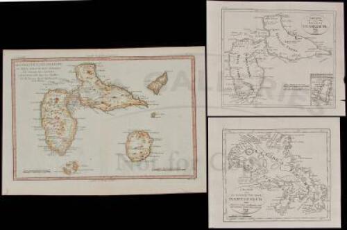Three 18th and 19th century maps of the Caribbean - Martinique & Guadeloupe