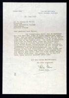 Typed Letter, signed by Mann, to T. MacCallum Walker, librarian at Magee University Library, Londonderry, Northern Ireland.