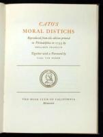 Cato's Moral Distichs. Reproduced from the edition printed in Philadelphia in 1735 by Benjamin Franklin