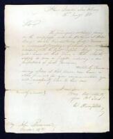 Autographed Letter, signed by Hampton, to a Major John Brownson