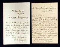 Two Autographed Letters, signed, 1 from Christina Rossetti, the other from William Rossetti