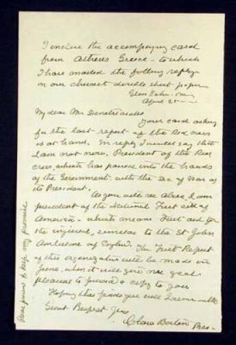 Autographed Letter, signed by Barton