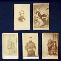 Carte-de-visites of Abraham Lincoln, Lincoln and his family (from a painting), and General Ulysses S. Grant
