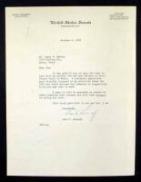 Typed Letter, signed by Kennedy, to Mr. James M. Hawley of Boise, Idaho
