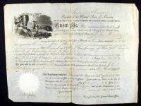 Partially printed Land Grant filled out in ink, signed by Monroe
