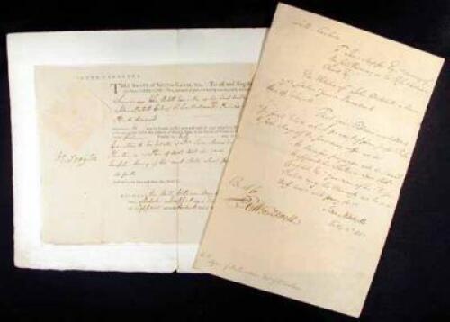 Two documents, one signed by Rutledge, who also signed the Declaration of Independence, one unsigned but in his hand