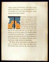 Ansel Adams Announces for Publication about December 1st, 1930, a Book Relating to the Pueblo of Taos, New Mexico, by Ansel Adams and Mary Austin