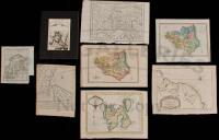 Lot of eight engraved maps of various regions, mostly from the 18th century