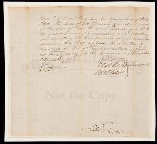 Manuscript document signed by Egbert Benson, first Attorney General of New York