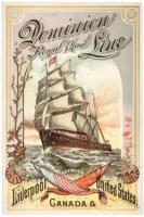 Card advertising the "Dominion Rpyal Mail Liebe Between Liverpool, Canada & United States"