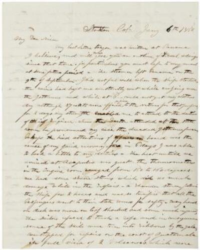 Two autograph letters describing voyages to Cuba and California