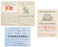 Four sailing or advertising cards for vesselse bound from Liverpool, England, to various ports in the Americas