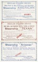 Three sailing cards for steamers from New York to Hawaii with stops on the West Coast