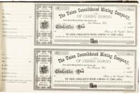 Book containnig approximately 450 unisssued stock certificates in The Union Consolidated Mining Company of Cerro Gordo