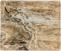 Hand-drawn view of Portland, Oregon and surrounding environs
