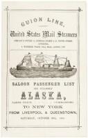 Guion Line, United States Mail Steamers... Saloon Passenger List per Steamship Alaska, James Price Commander, to New York from Liverpool & Queenstown, Saturday, October 29th, 1881