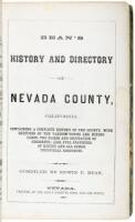 Bean's History and Directory of Nevada County, California. Containing a complete history of the county, with sketches of the various towns and mining camps... also, full statistics of mining and all other industrial resources