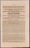 Reconciliation! Baltimore Convention. Speeches of Mr. Belmont and Mr. Doolittle. Platform, Mr. Greeley's Letters.