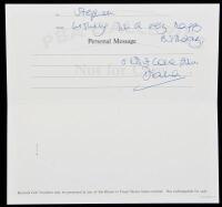 Autograph Note, signed, on Harrod's Gift Voucher folder