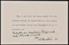 Autograph Note, signed, on printed card